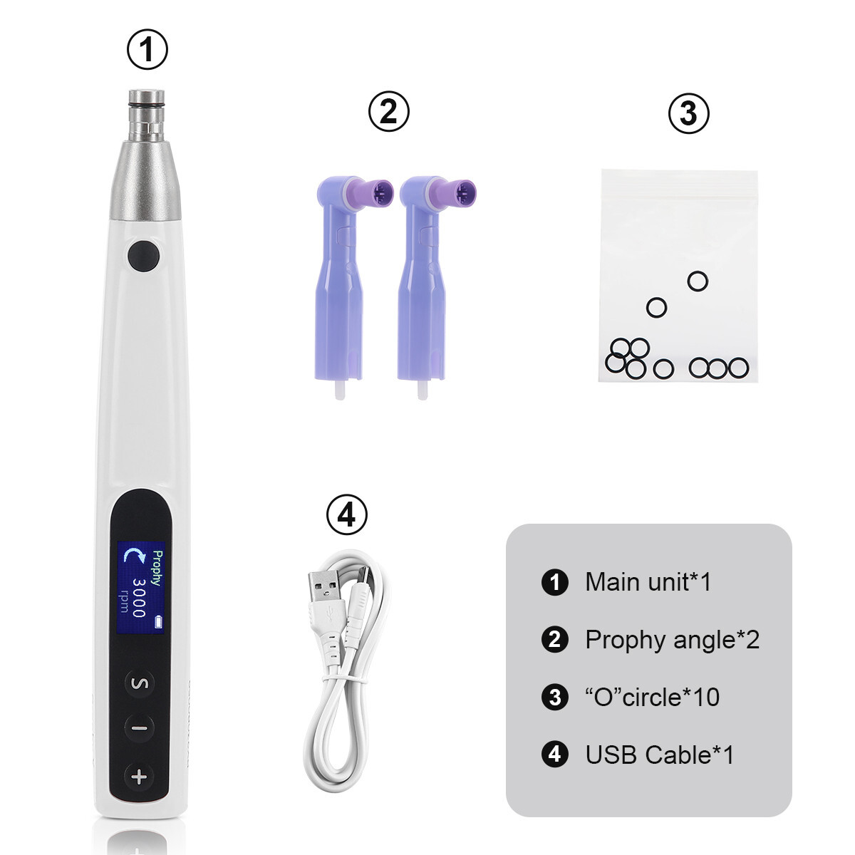 Dental Wireless Electric Hygiene Prophy Handpiece +2Pcs Universal Prophy Angles