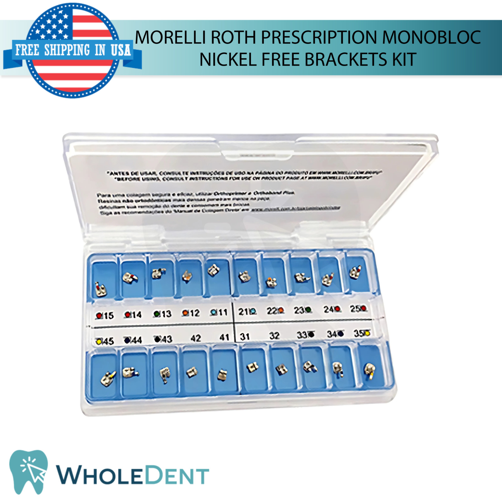 Orthodontic Dental Roth Prescription Monobloc Nickel Free Brackets Kit Morelli
