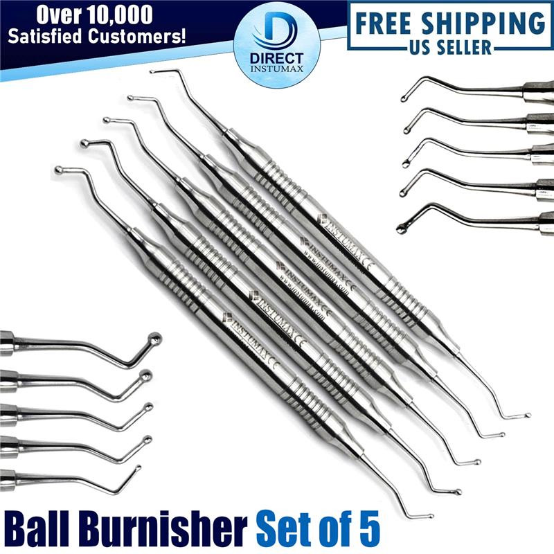 Dental Composite Ball Burnishers Set – 5-Piece Polished Ball End Instruments