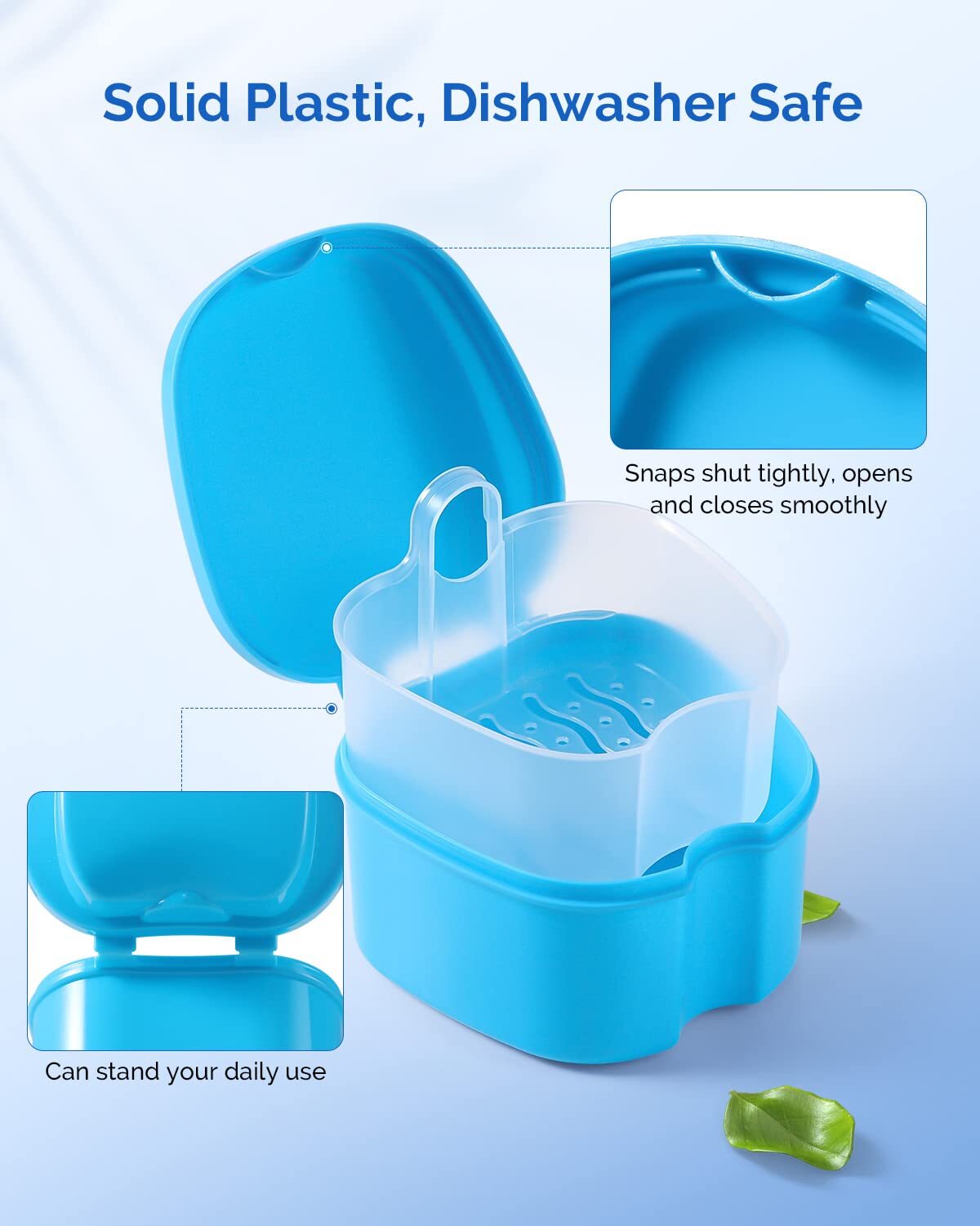 JMU Dental Denture Storage Case Box Mouthguard Container W/Strainer Basket