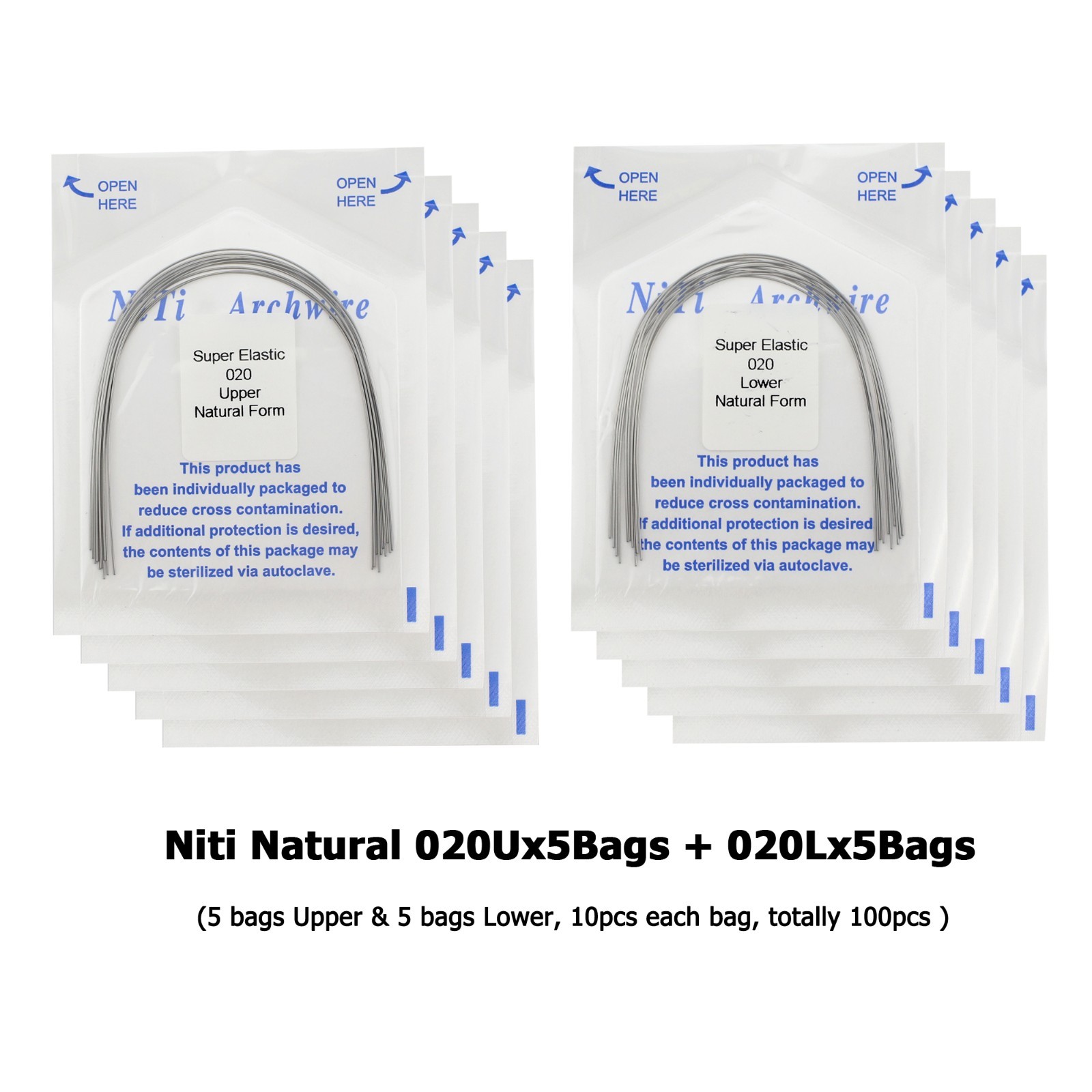Dental Orthodontic Niti Arch Wire Ovoid Natural Form Round Rectangular 016 16×22