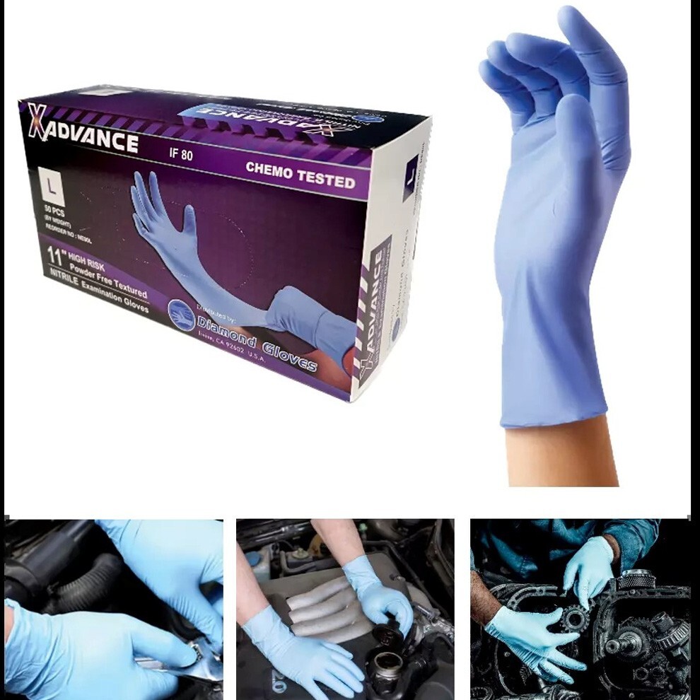 8 Mil Nitrile Exam Gloves Extended Cuff Powder & Latex Free Heavy Duty 100 Pcs