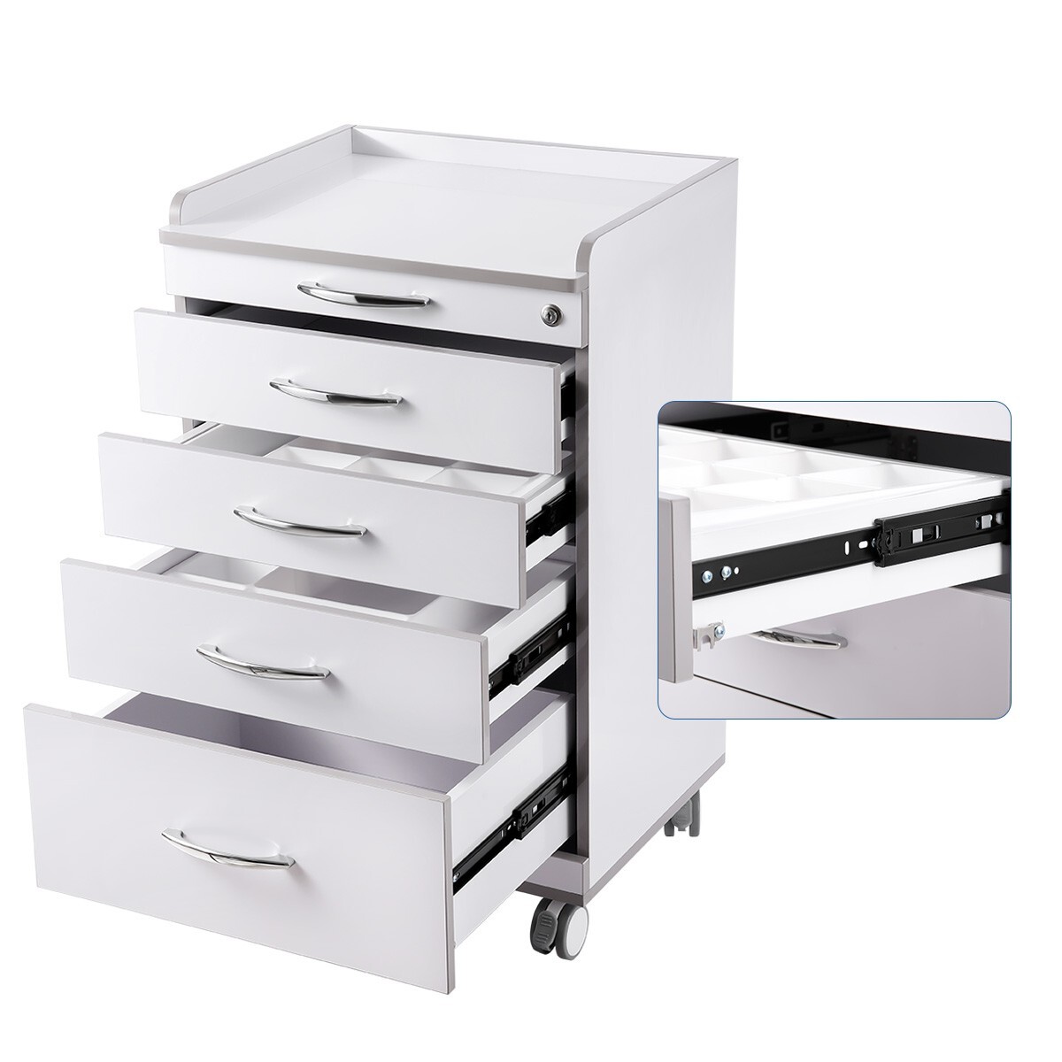Dental Multi-Function Mobile Cart with 3/4/5 Drawers Medical Rolling Cart