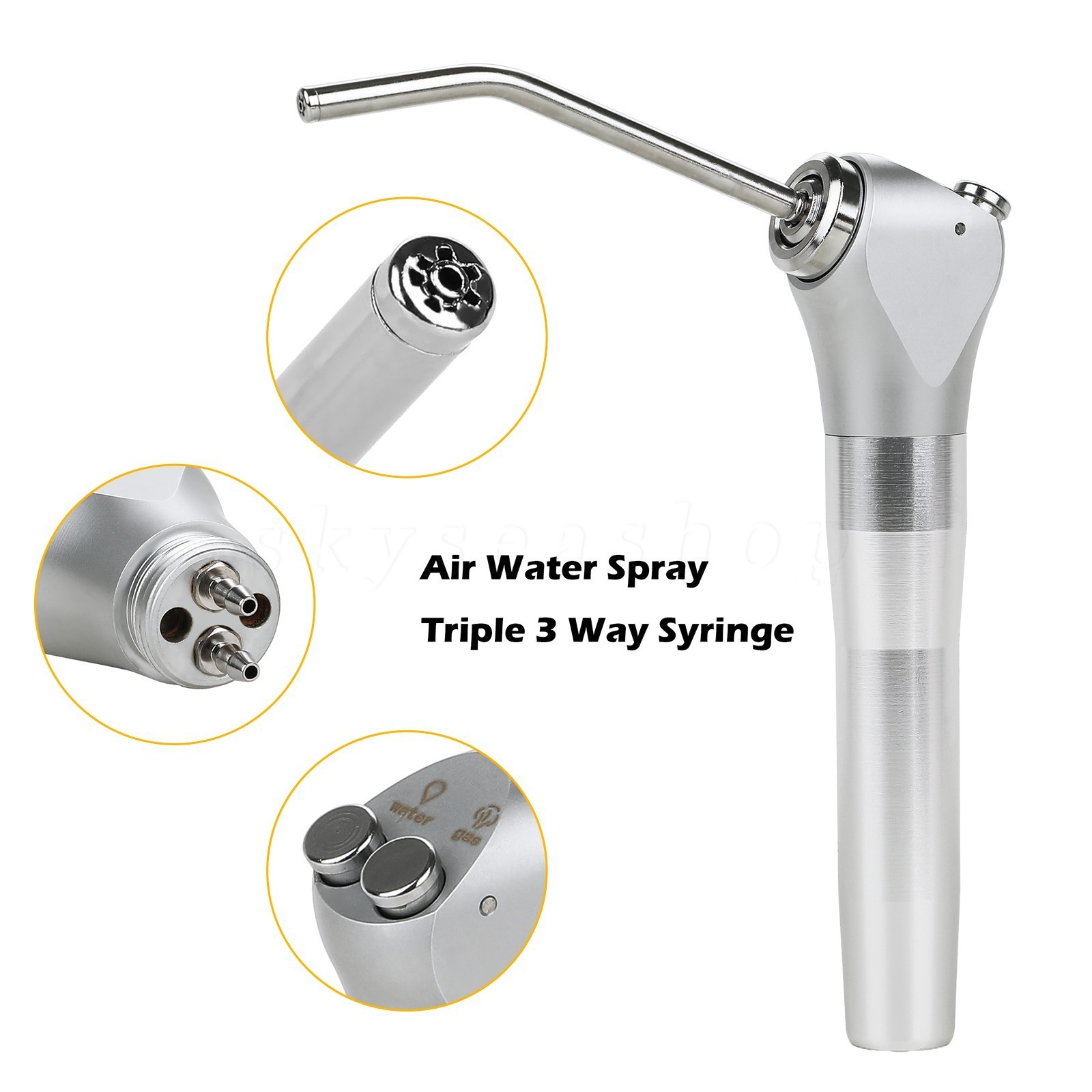 1-10 Dental 3 Way Air Water Spray Triple Syringe Handpiece w/ Nozzles Tips Tubes