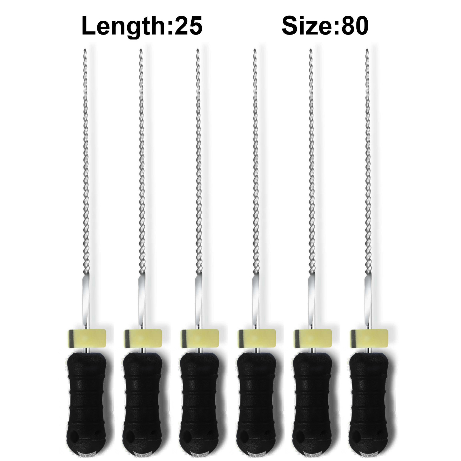 Sky Choice K-Files – 25 mm Length, Size 80 Black with Rubber Stopper 6/Pkg