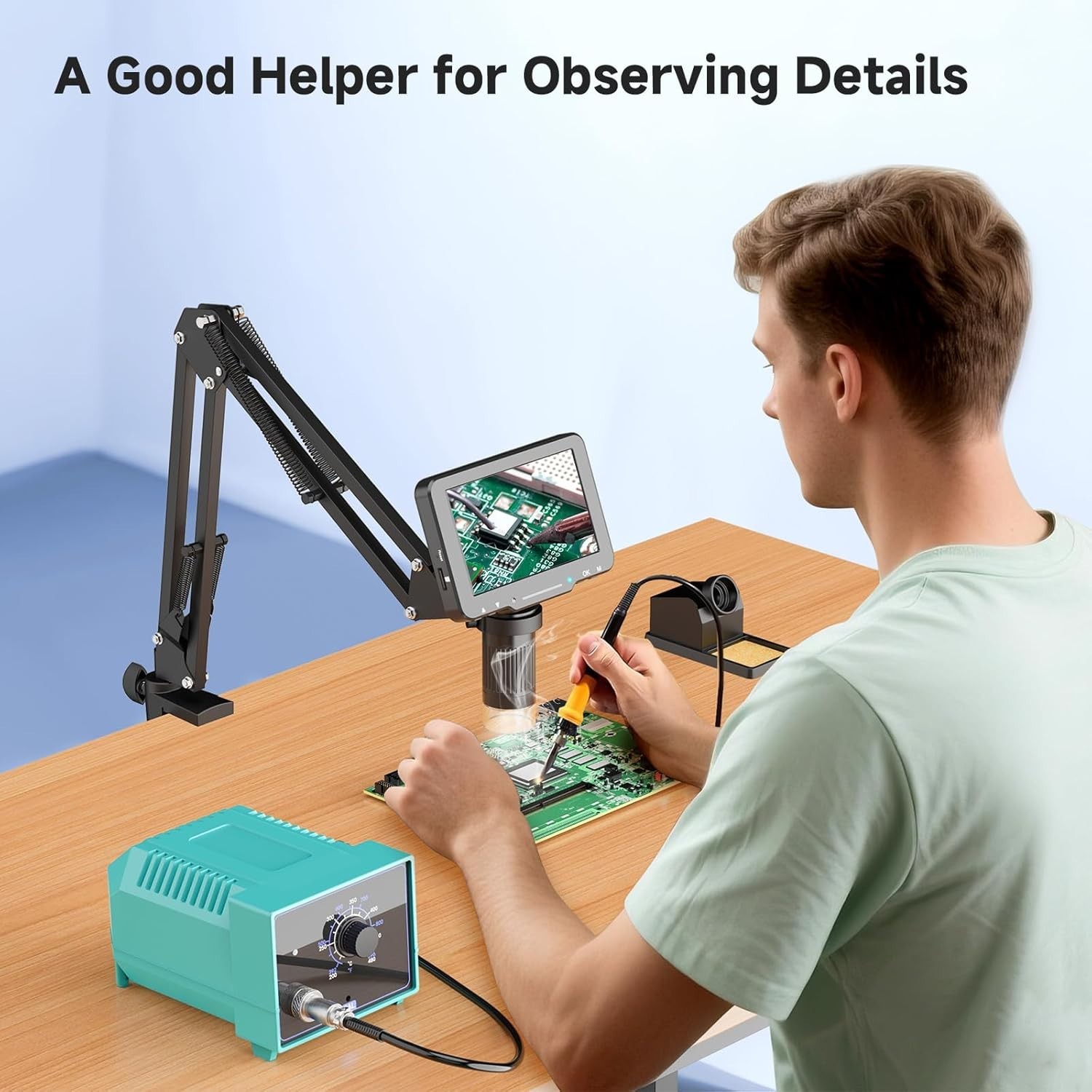 5″ LCD Digital Microscope, 1000X Magnification Soldering Microscope for Elect…