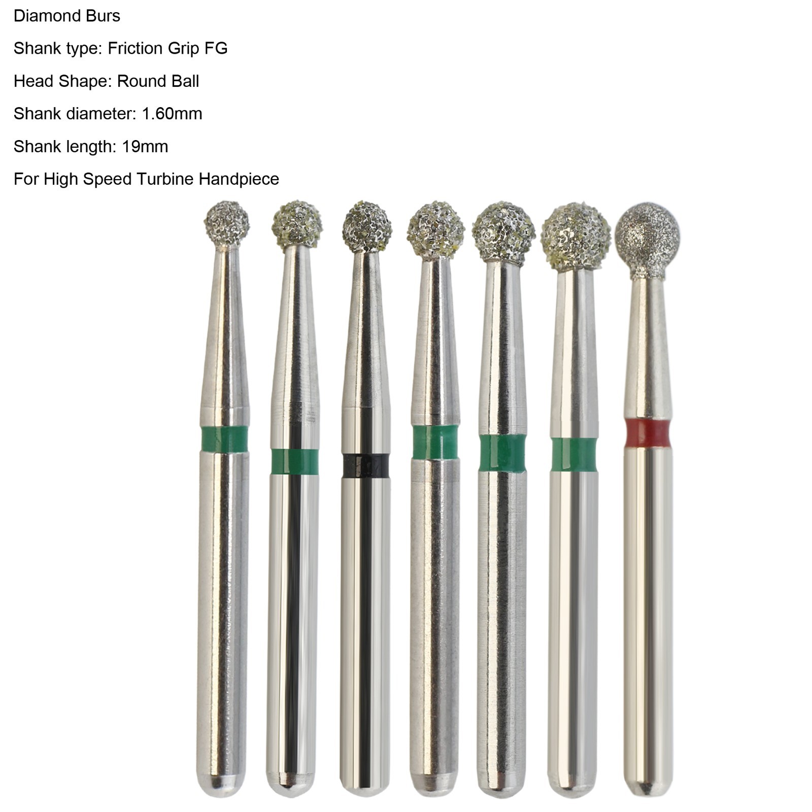 Dental Diamond Burs FG Round End Taper Football Barrel Pear Coarse Fine 856 379