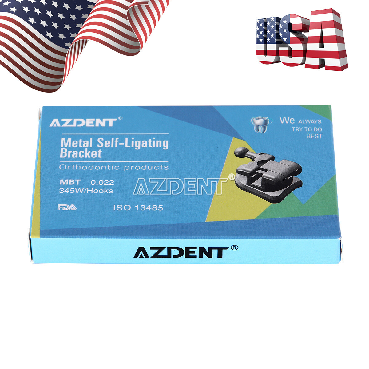 AZDENT Dental Orthodontic Self-Ligating Brackets Braces Mini MBT/ Roth 022
