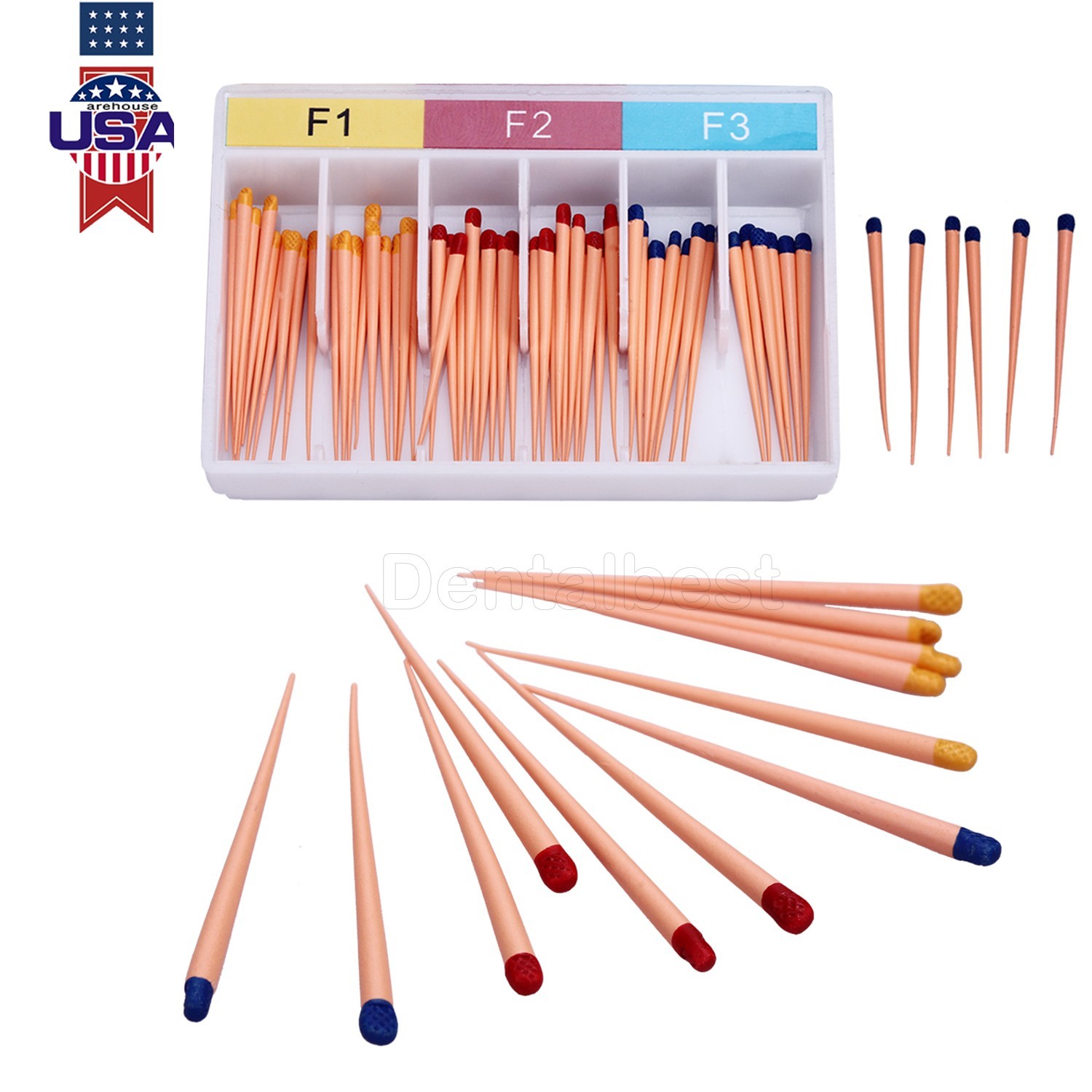 60pcs Dental Gutta Percha Points Endo Root Canal Obturating Tips Bars Taper