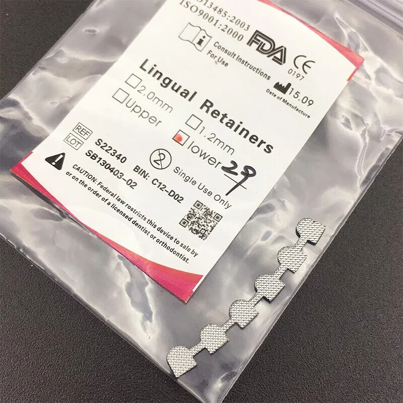 5 Packs Dental Bondable Lingual Retainers Mesh Base Upper/Lower Orthodontic