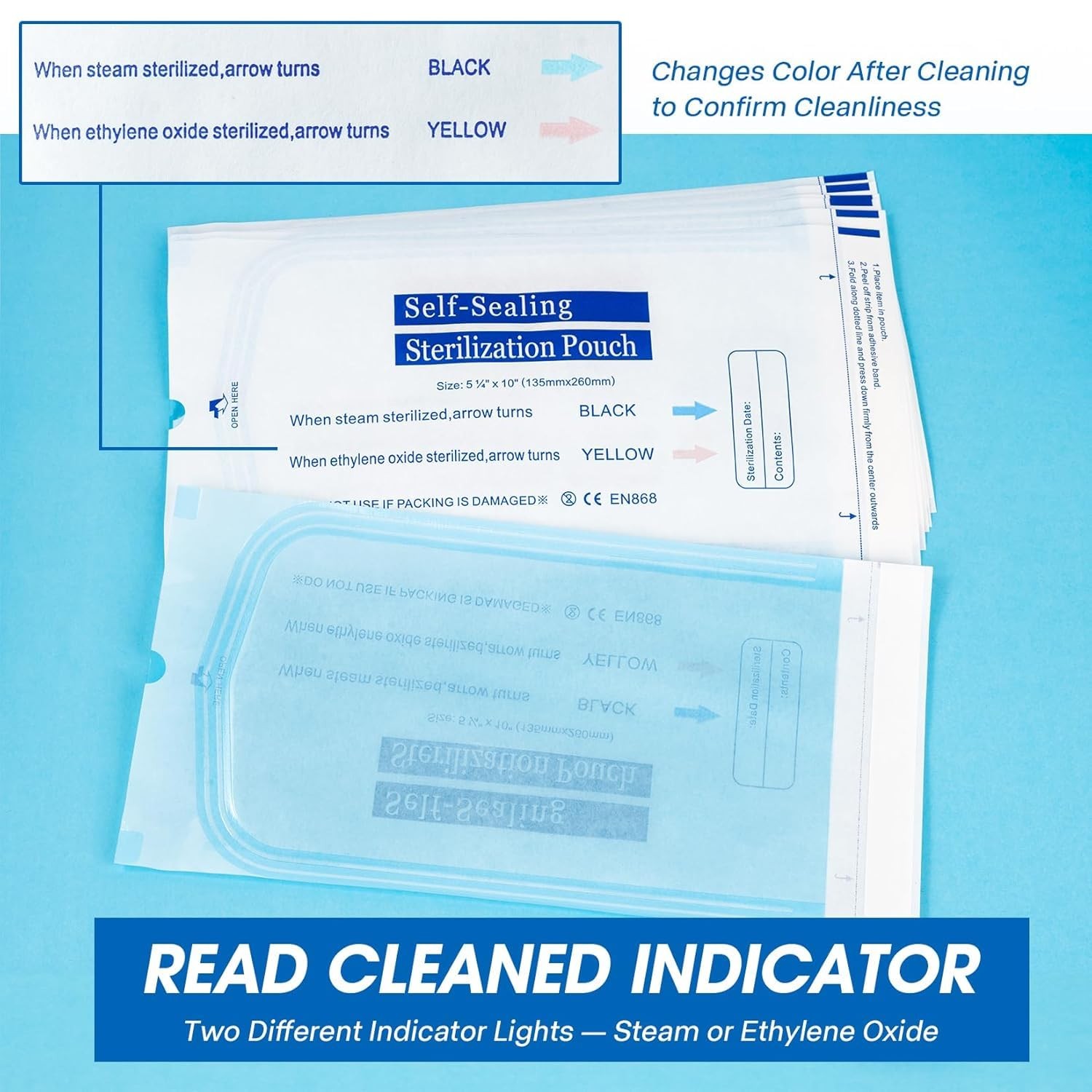 Sterilization Pouches- 5.25 ” x 10 ” Dental Medical Self Seal Pouch Bag 1000pcs