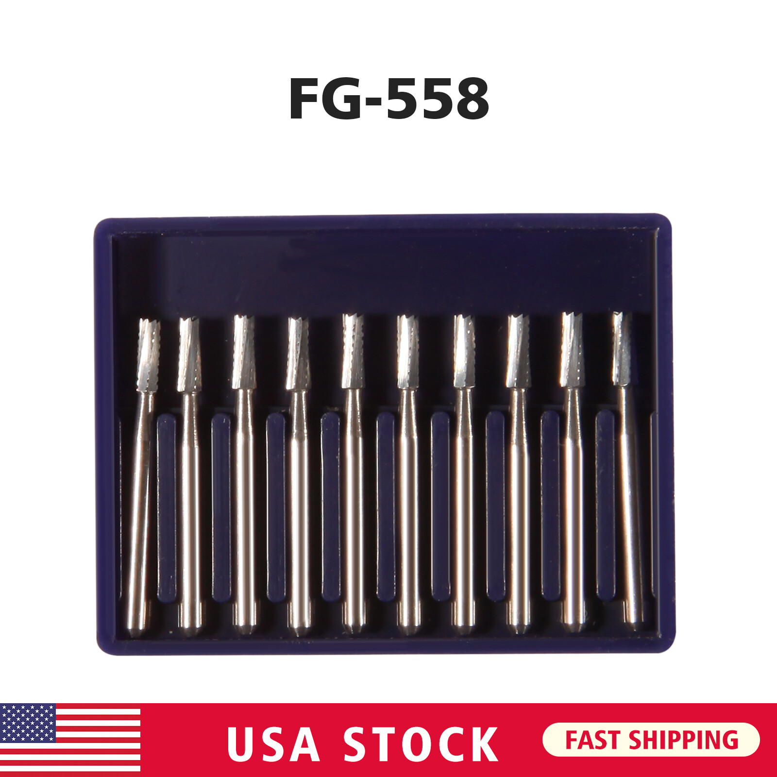 10-100* Dental Tungsten Carbide Steel Burs FG558 for High Speed Handpiece DL