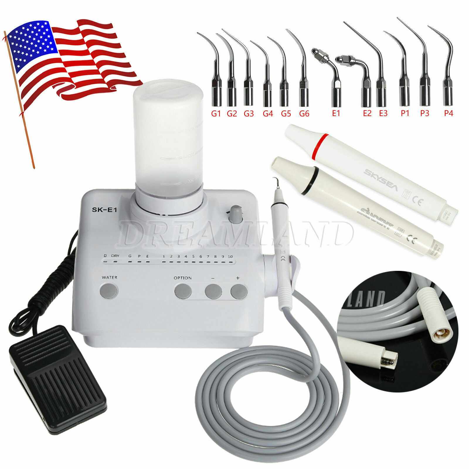 FDA SK-E1 Dental Ultrasonic scaler 2 Bottles fit EMS Handpiece Perio Endo Tips