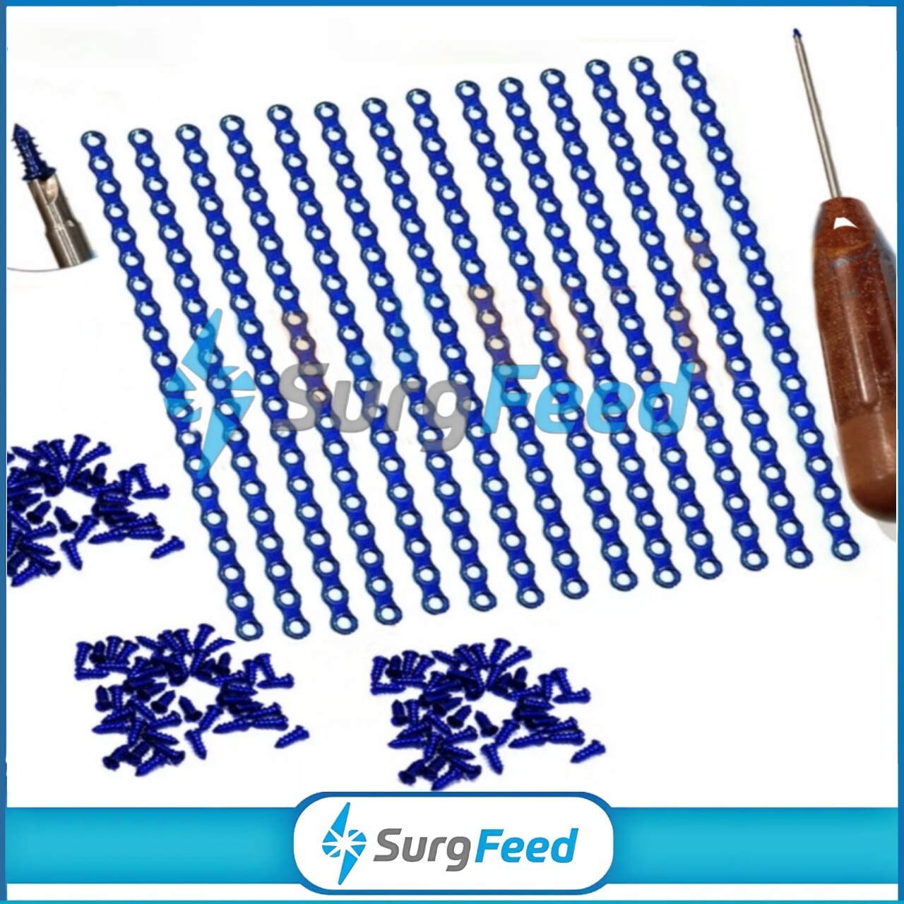 1.5mm Maxillofacial Mini Plates with 120 Pcs Titanium Screws and ScrewDriver Set