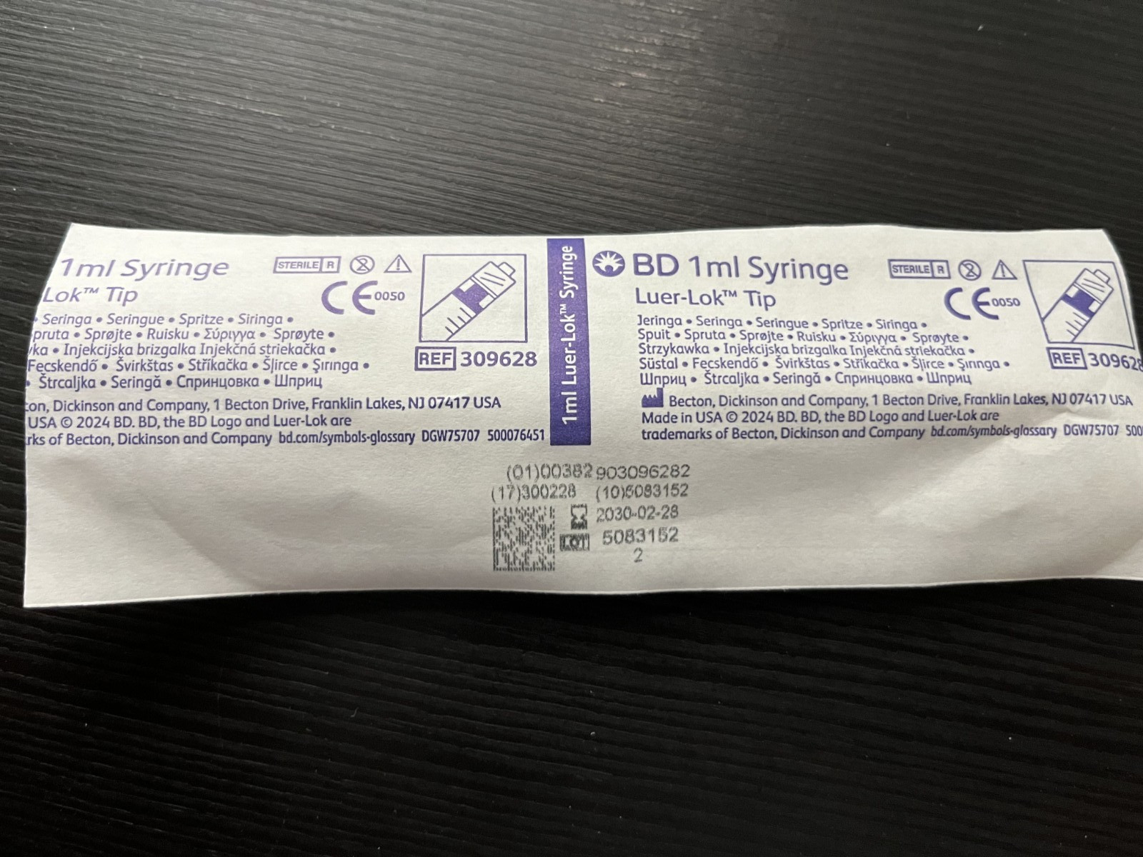 BD Syringe 1ml Luer-Lok tip Pack of 32 #309628 Brand New Exp. 2028/2030