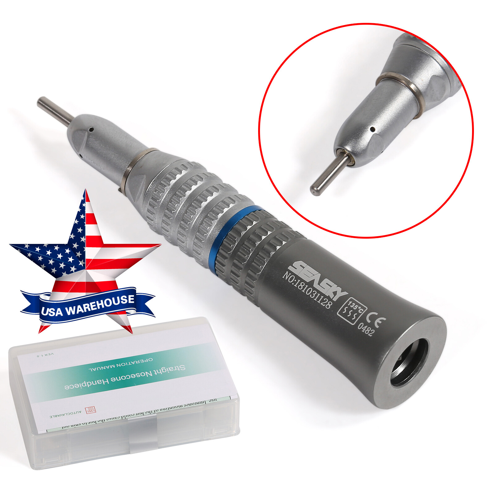 NSK Style E-type Dental Straight Handpiece Slow Low Speed Nosecone Attach