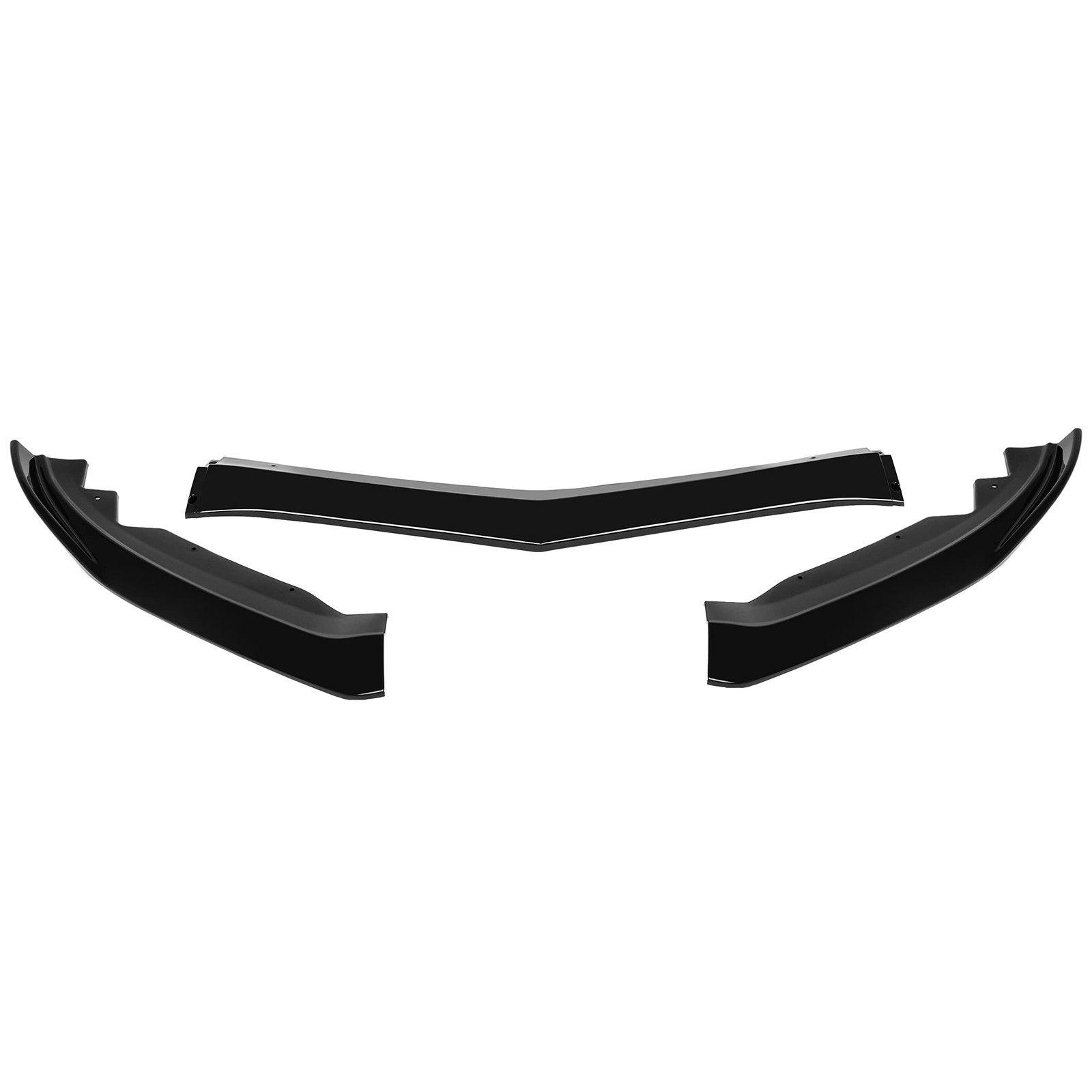 3PCS Front Bumper Lip Spoiler Glossy Black PP Air Dam For 2015-2018 Cadillac ATS
