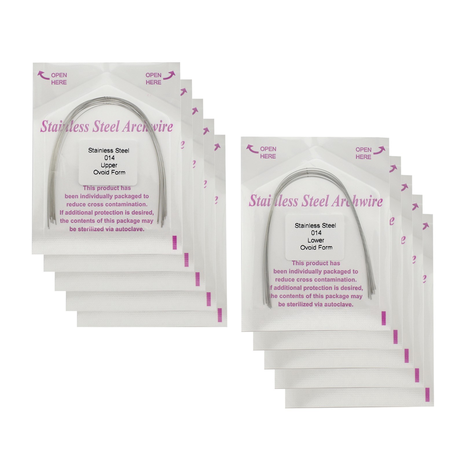 Dental Orthodontic Arch Wires Niti Stainless Steel Ovoid Natural Form 100pcs U/L