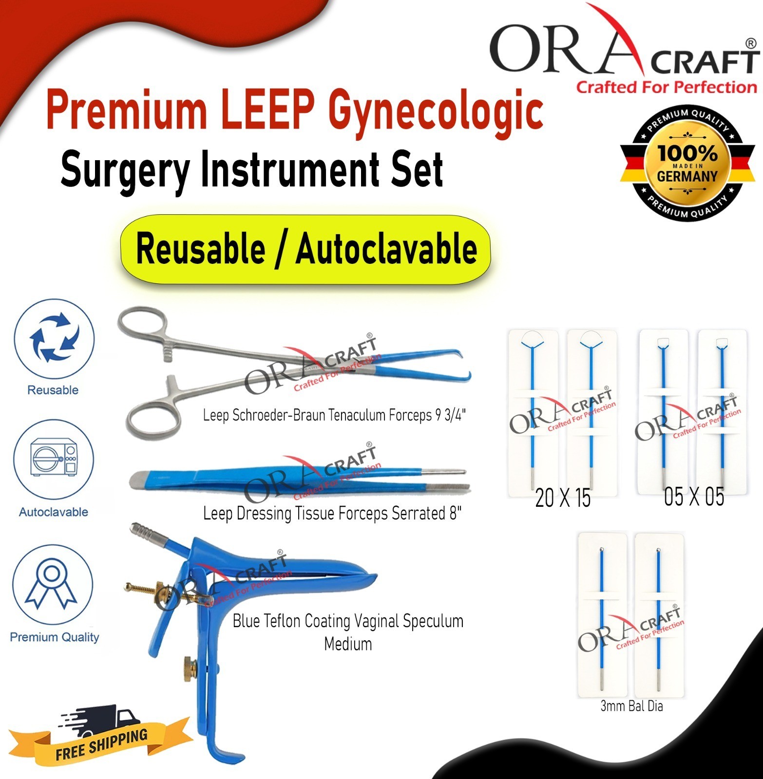 Premium LEEP Gynecologic ElectroSurgery Instrument Set Reusable /Autoclavable
