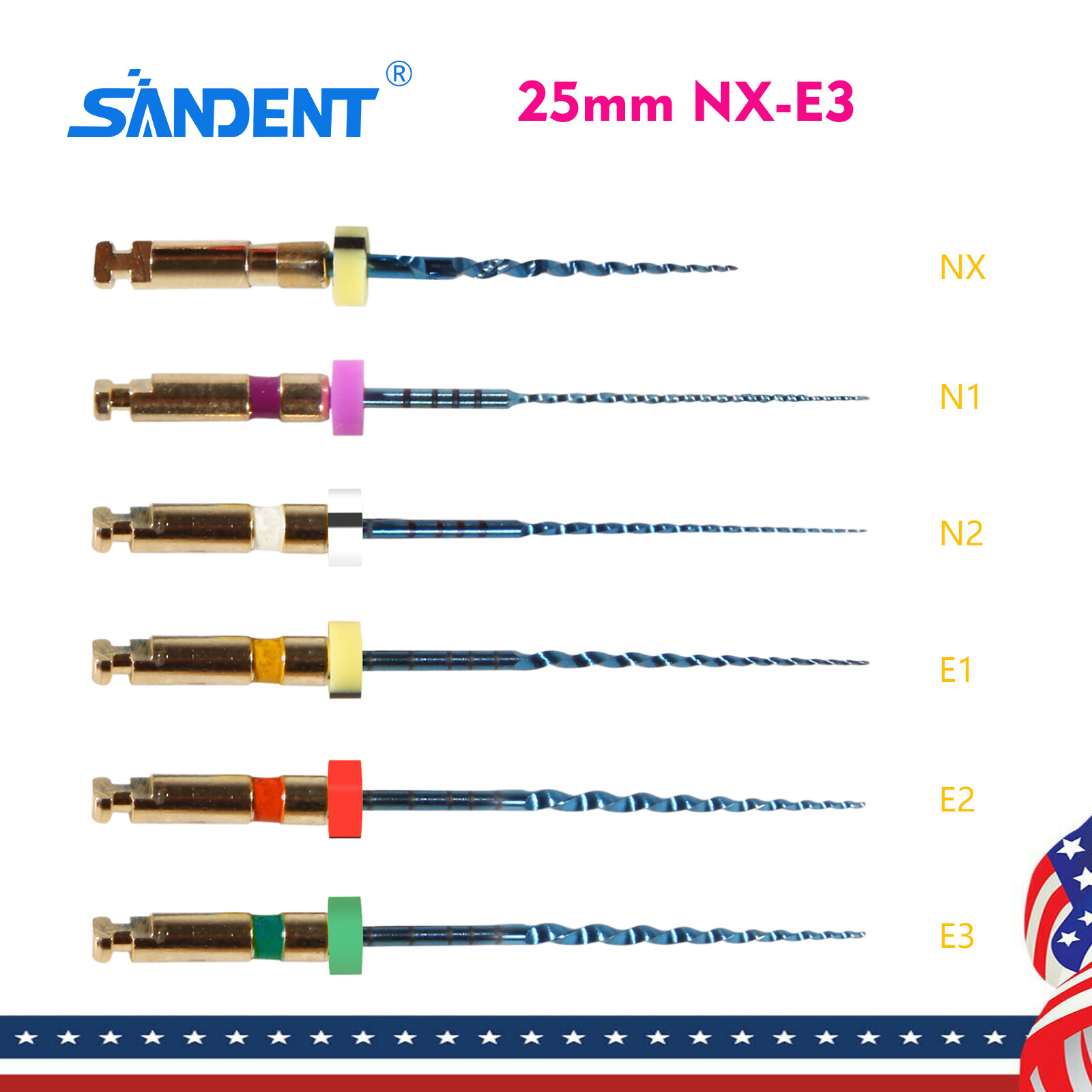 SANDENT Dental NiTi Endo Engine Use Root Canal Rotary Files 21mm/25mm/31mm