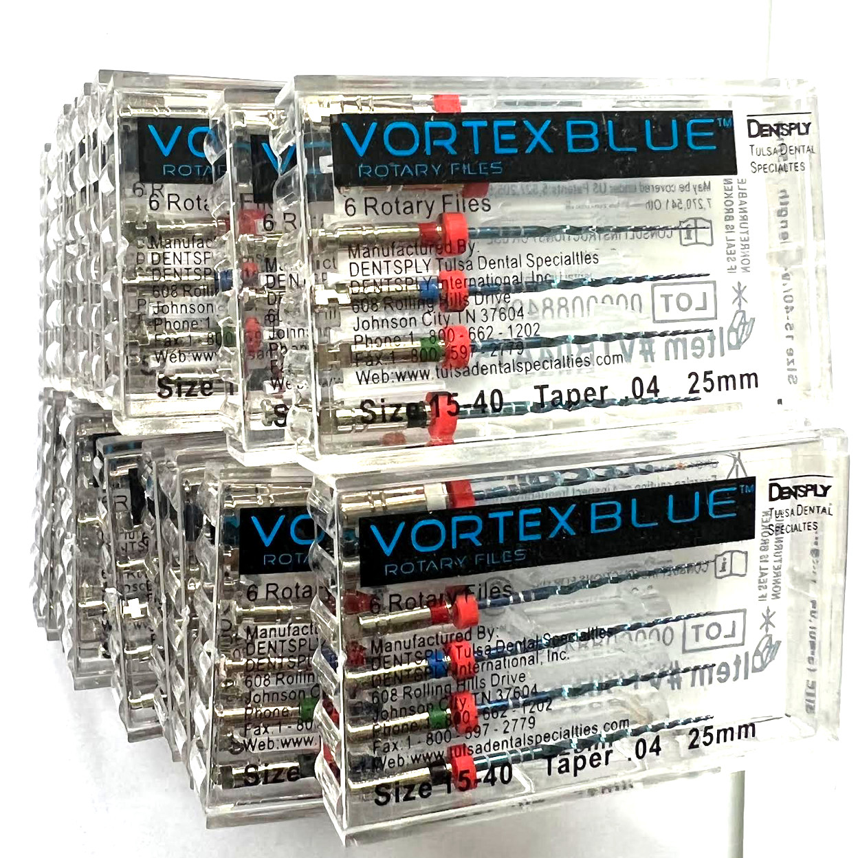 20pk 25mm .04 Asst Vortex Blue Rotary Files Dentsply Tulsa Dental Root 15-40