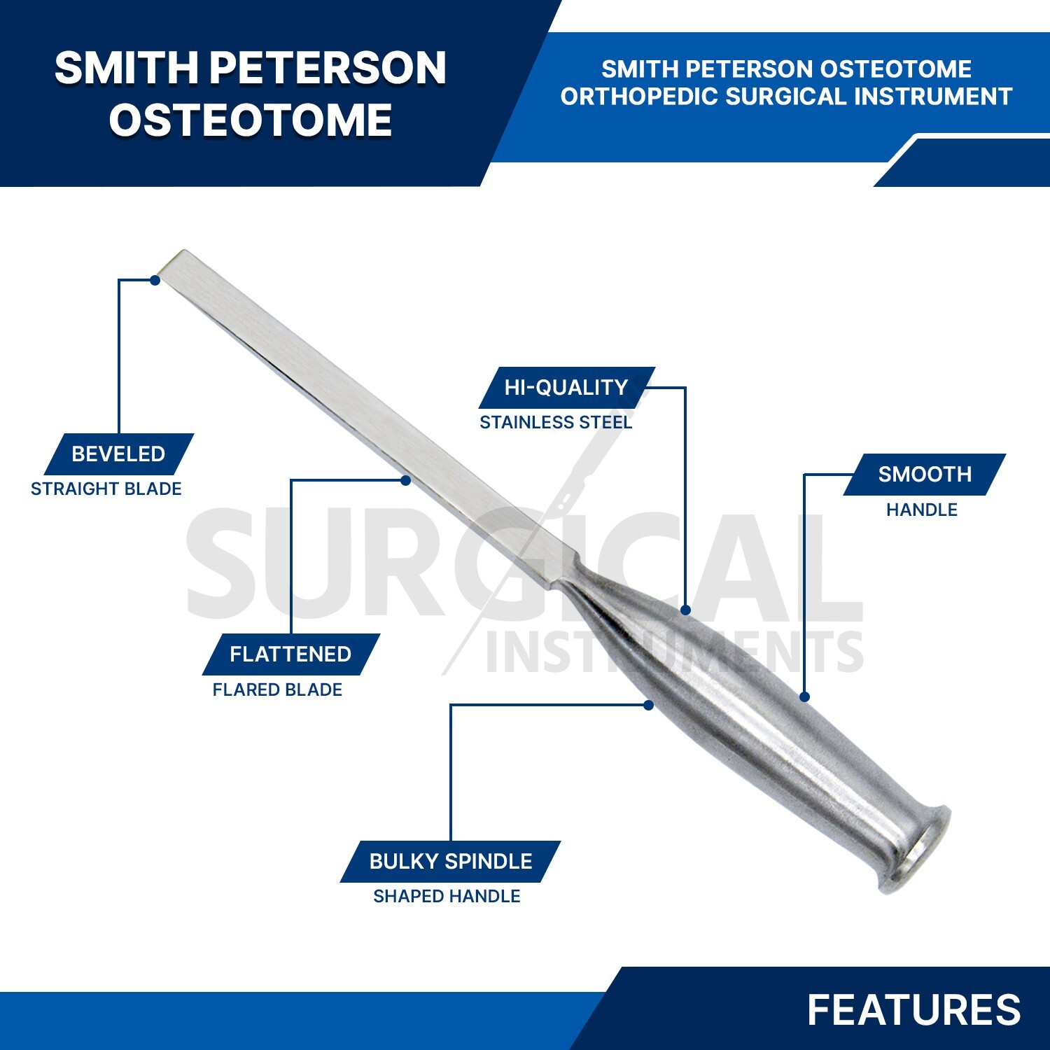 7 Pieces Set of Smith-Peterson Osteotomes Orthopedic Surgical German Grade