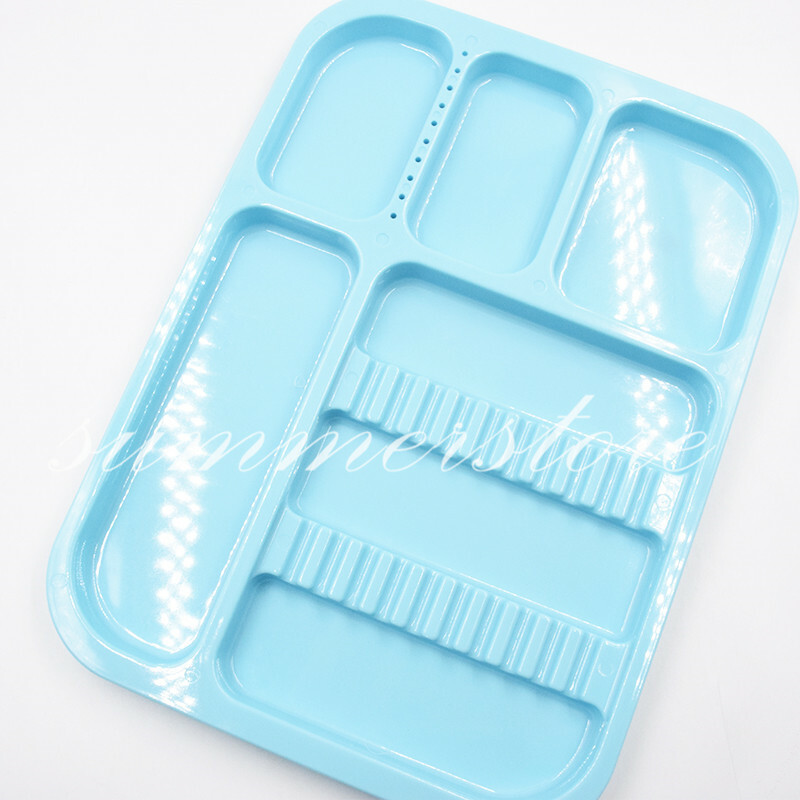 2 Pcs Pink+Blue Dental 135ºC Autoclavable Plastic Divided Type Separate Trays