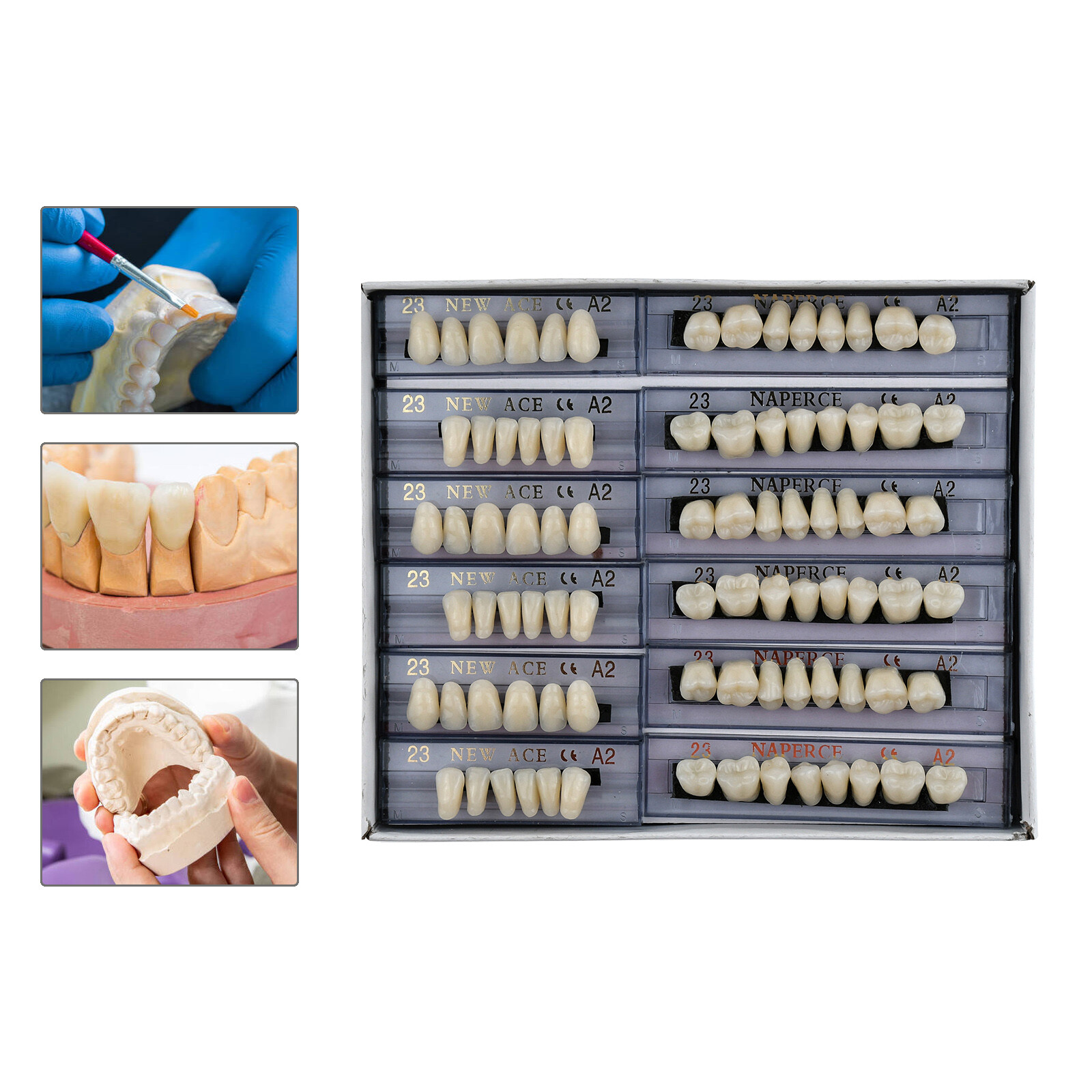 168pcs Denture Acrylic Resin Shade 23#A2 Dental Teeth Upper Lower Full Set Tooth