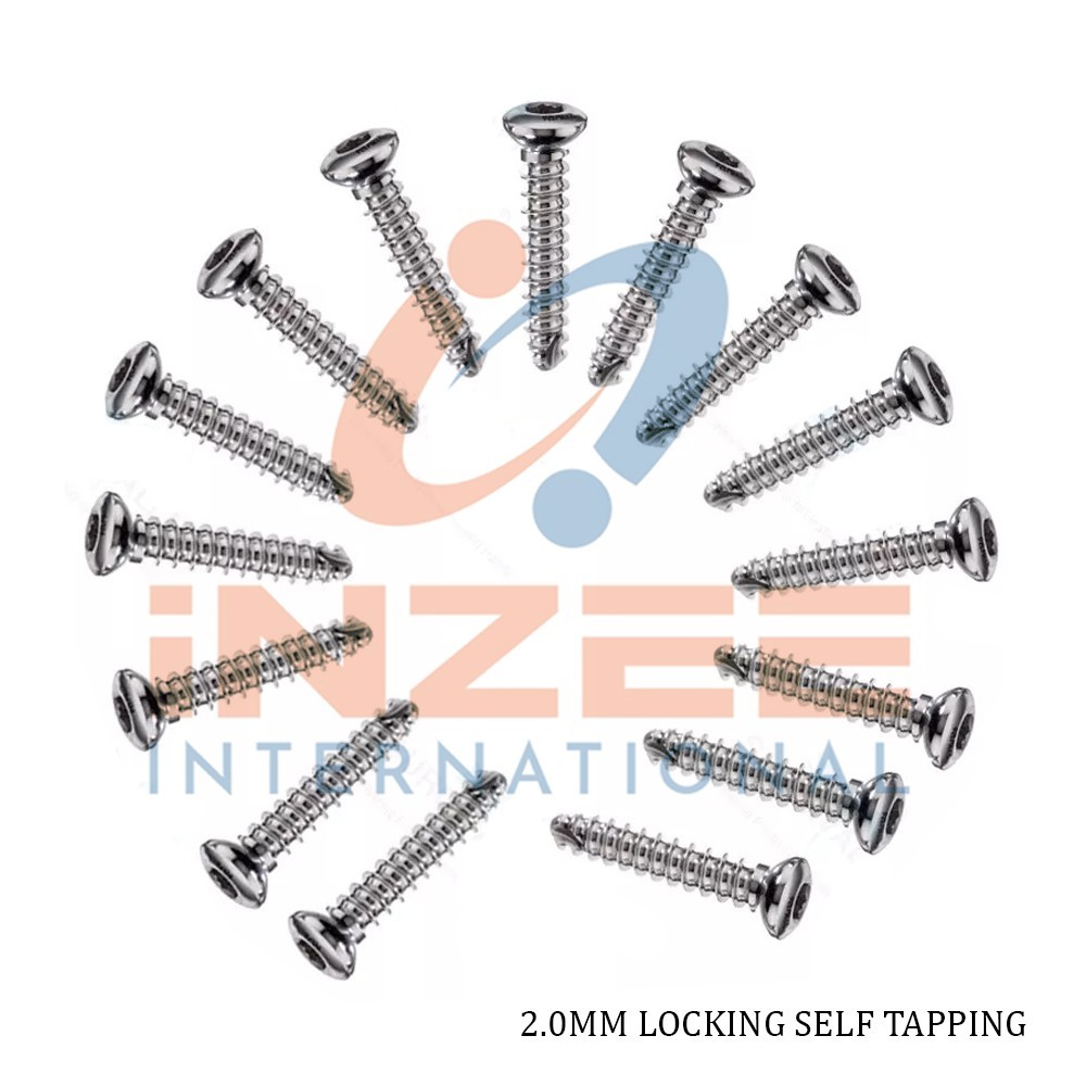 2.0mm Locking Screws Self Tapping 90 PCs Set 316L Stainless Steel By Inzee
