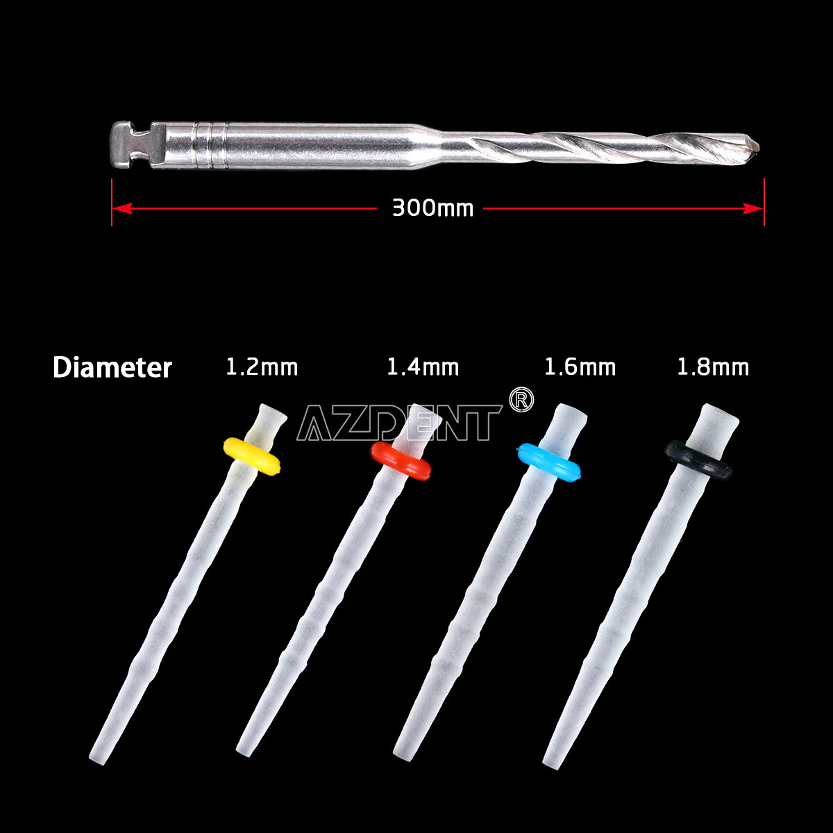Dental Glass Fiber Post Teeth Restorative Refill Screw Posts 1.2 1.4 1.6 1.8mm