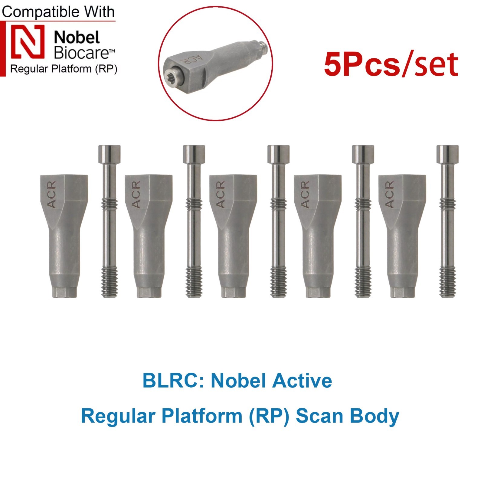 US 5Pcs Nobel Scan Body Analog Open Closed Tray Impression Transfer Conical Hex