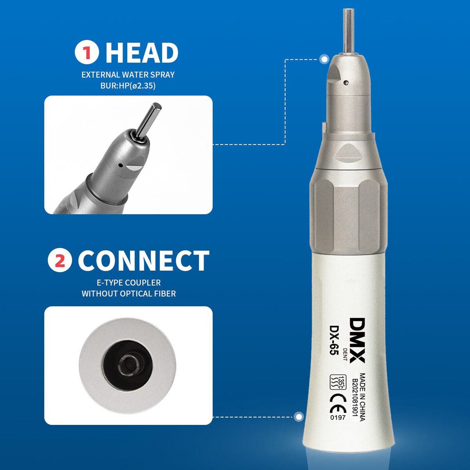 DMXDENT Dental Slow Low Speed Handpiece Straight Contra Angle Air Motor 4/2Holes