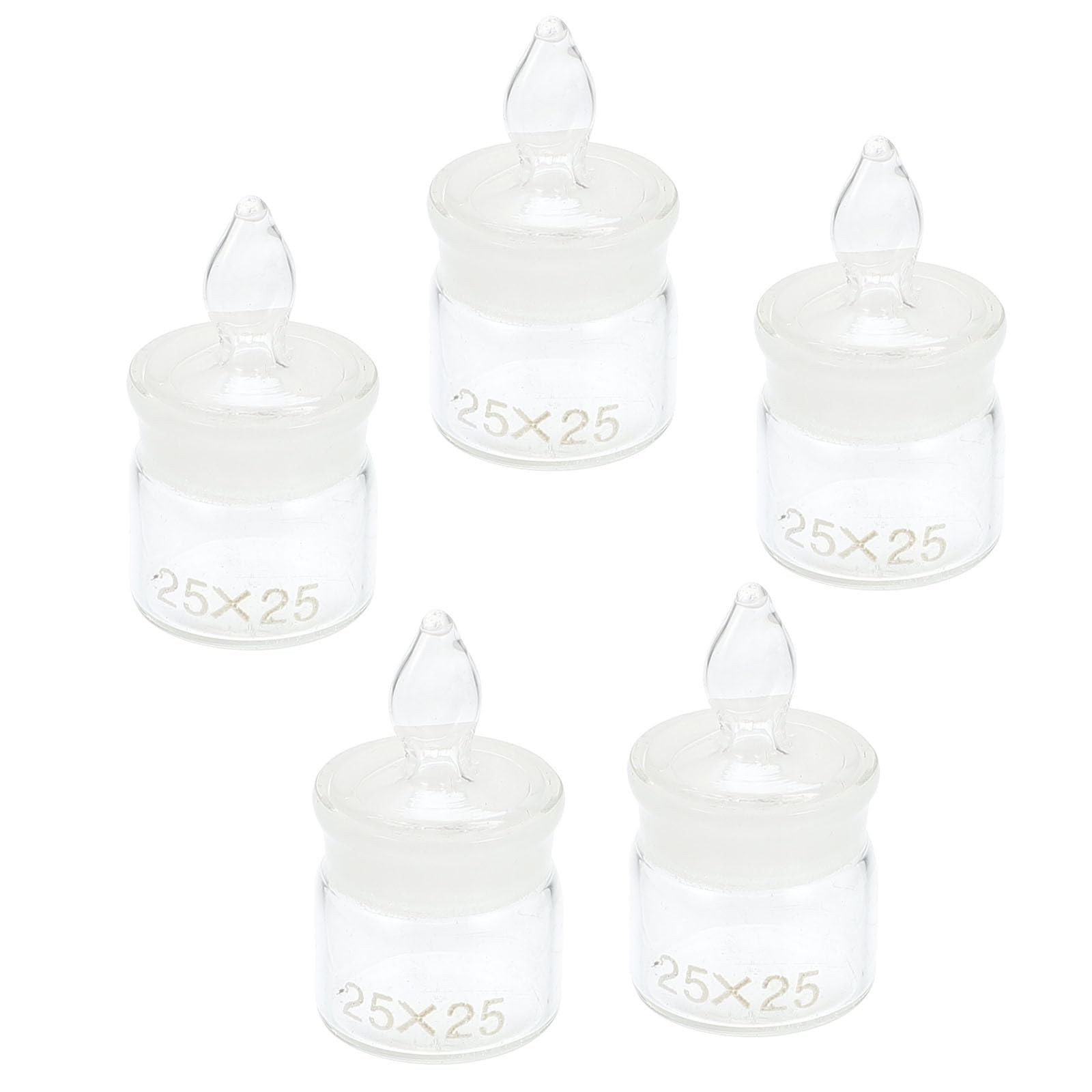 5pcs Glass Weighing Bottles 25x25mm Low Laboratory Weighing Holders with Lids Me