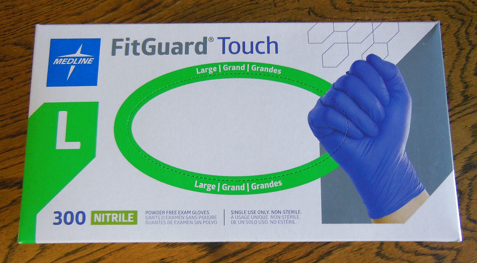 Medline FitGuard Touch Nitrile Powder Free Exam Gloves, Size: Large, 300 Count