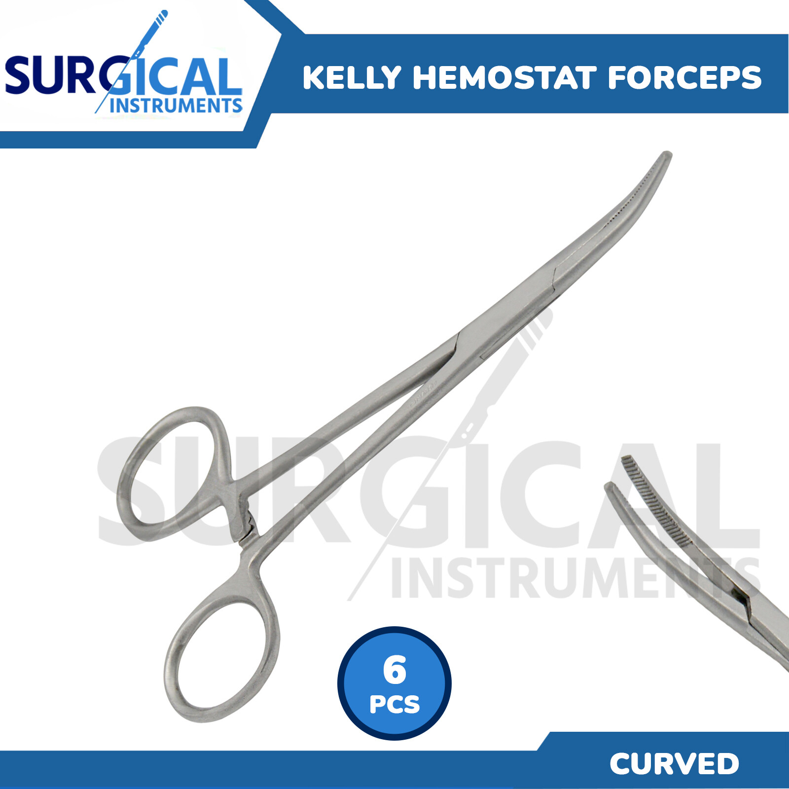 6 Kelly Hemostat Forceps 5.50″ Curved Surgical Dental Instruments