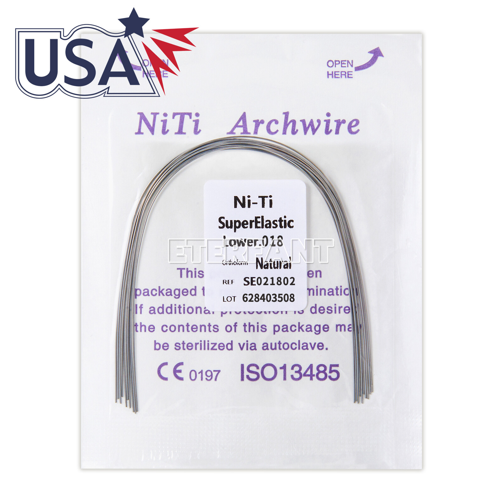 ETERFANT Dental Ortho Arch Elastic Wires NITI/Stainless Steel 10pcs/pack