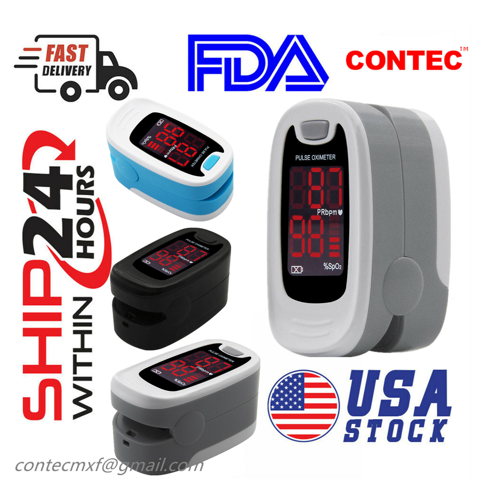 USA Pulse Oximeter Blood Oxygen Saturation Heart Rate Measuring SpO2 Monitor FDA