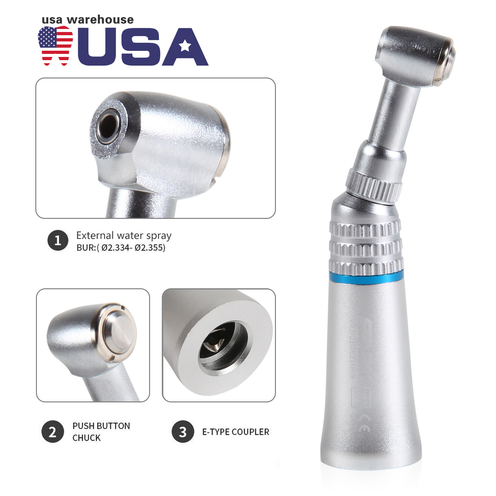 Push Button Contra Angle Low Speed Dental Handpiece E-type Hot Sale E-type PAD