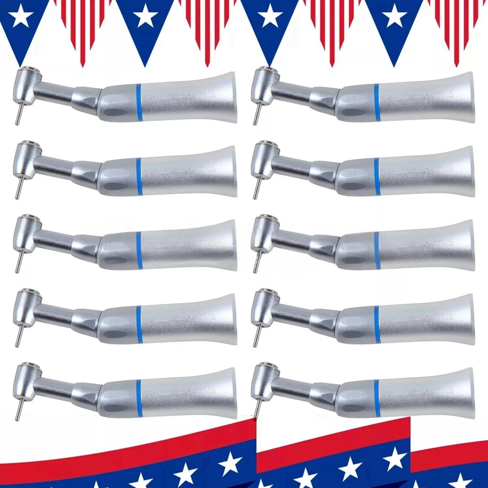 1-10* Dental Slow Low Speed Handpiece Push Button Contra Angle w/ FG 1.6MM Head