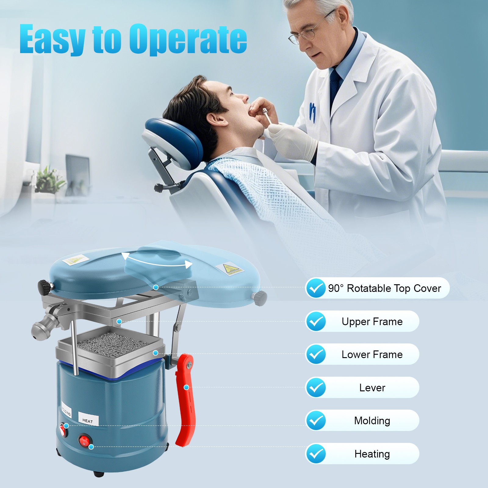 Dental Vacuum Molding Forming Machine Former Heat Thermoforming Lab Equipment