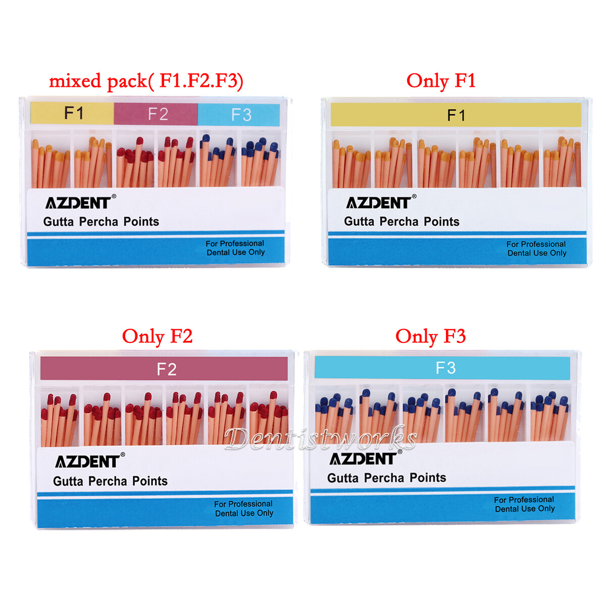 Dental Gutta Percha Points F1 F2 F3 For Root Canal Endodontics AZDENT