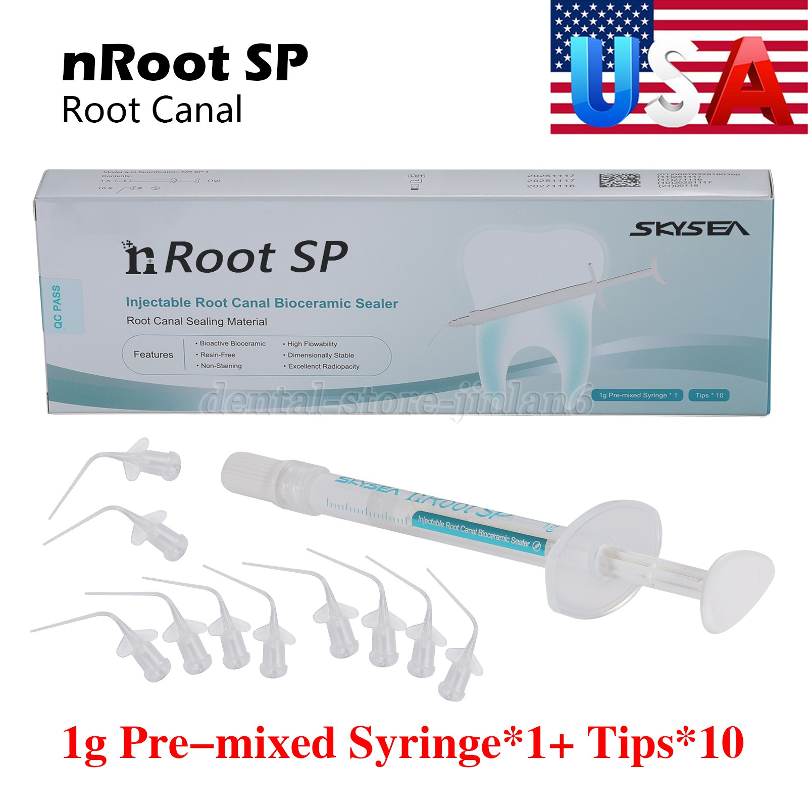 Dental Endo Materials Injectable Root Canal Bioceramic Sealer 1g Pre-mix Syringe