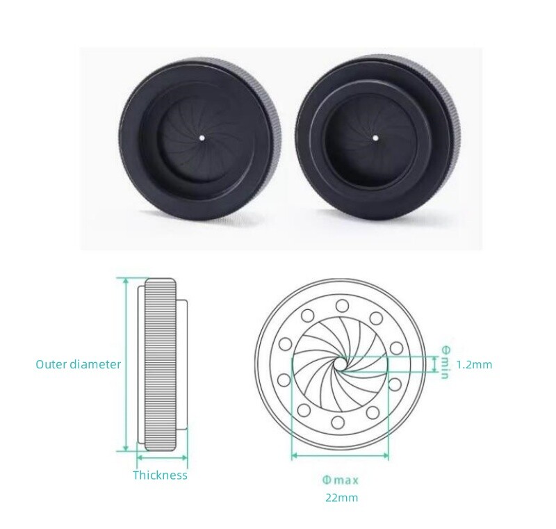 Iris 1.2-22mm M30 to M30 Adjustable Iris Aperture w 30mm Purple Filter for PVS14