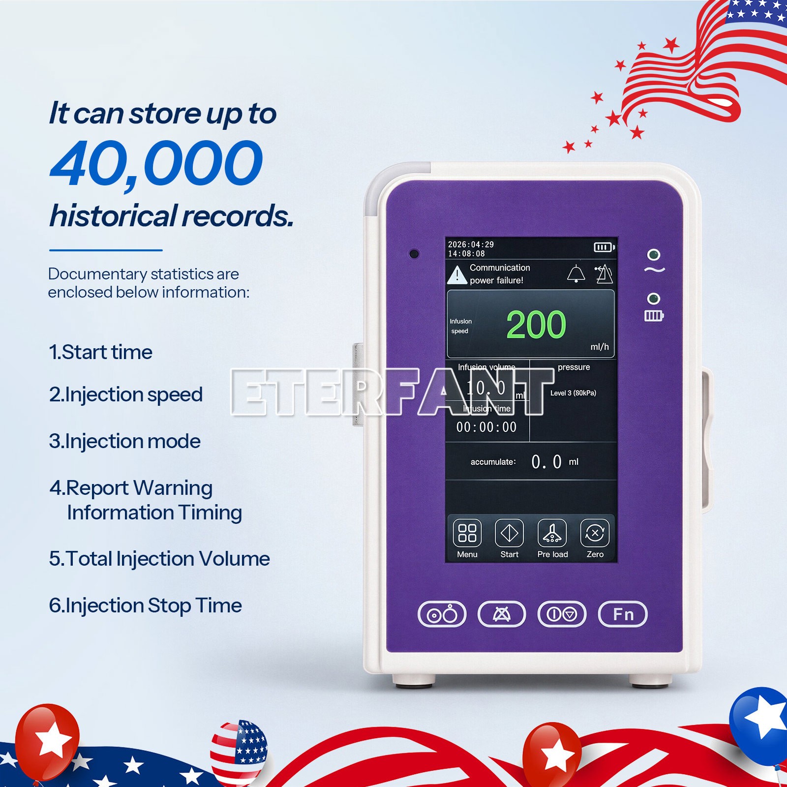 EFP-1 Touchscreen Enteral Feeding Pump with 6 Infusion Modes & IV Pole Clamp