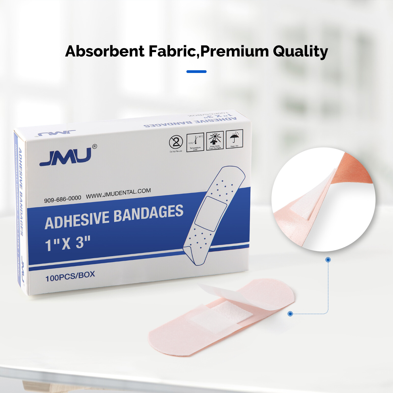 100pcs/box Individuall Sterile Packaged Adhesive Bandages Cloth Fabric Stretch