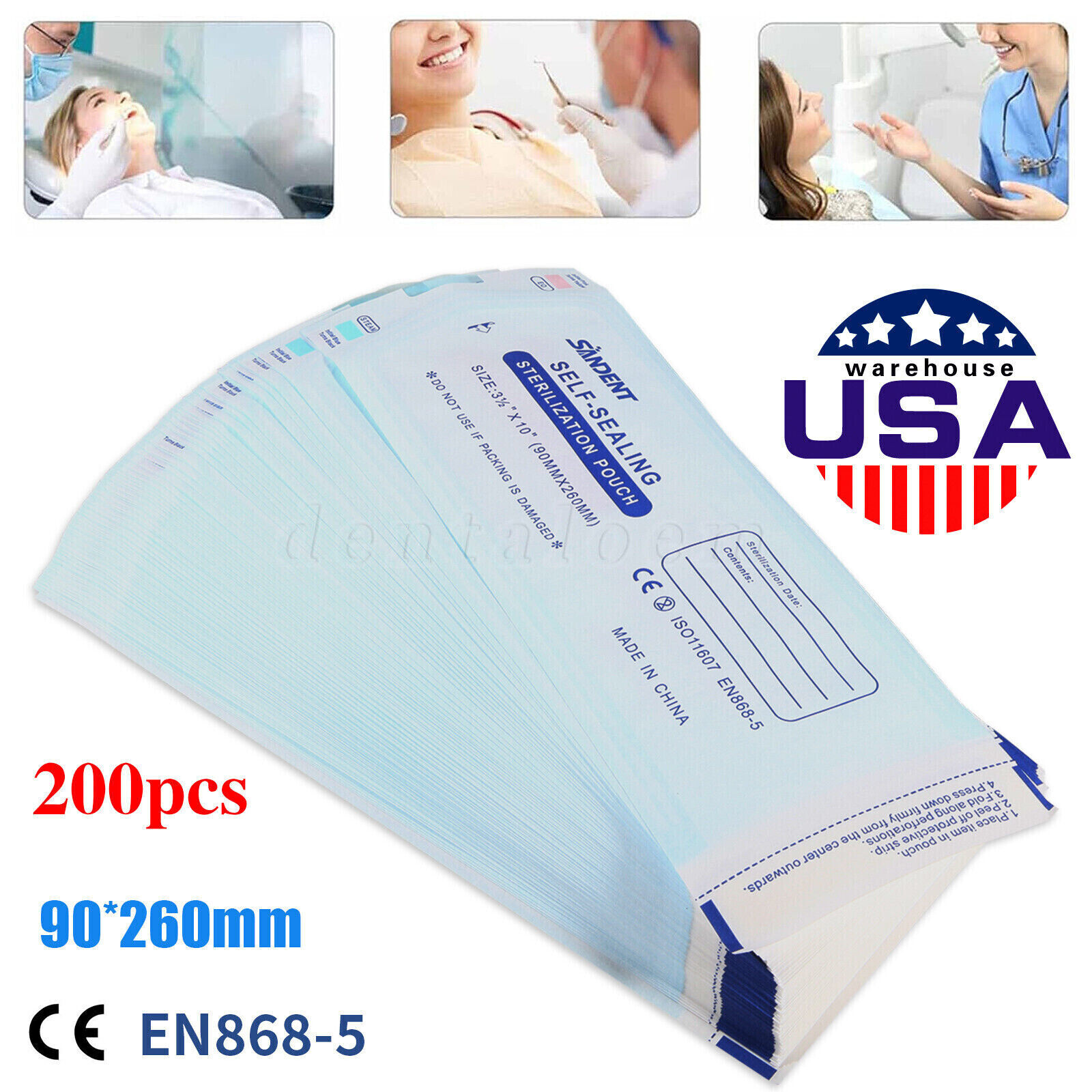 up to 7000 Sterilization Pouches 3.5 ” x 10 ” Dental Medical Self Seal Pouch Bag
