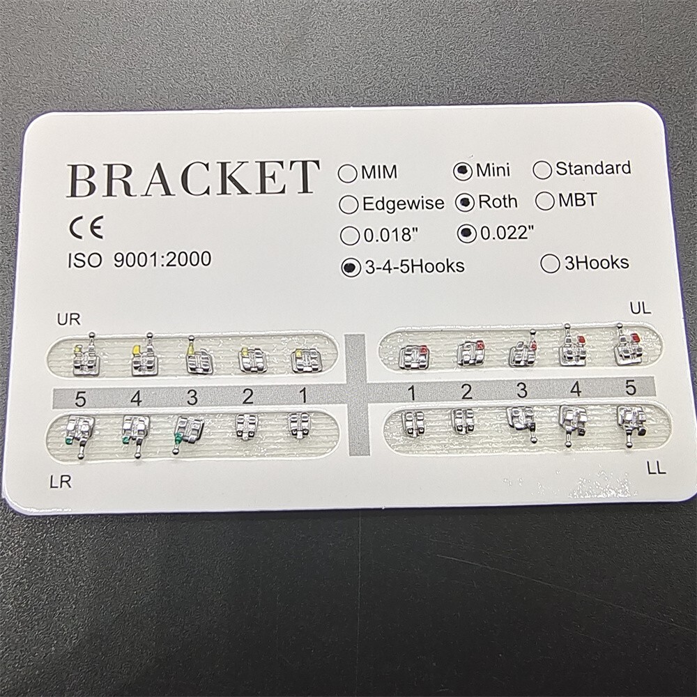5 Packs Dental Orthodontics Metal Fake Bracket Mini Roth Slot 022″ Hooks 3-4-5