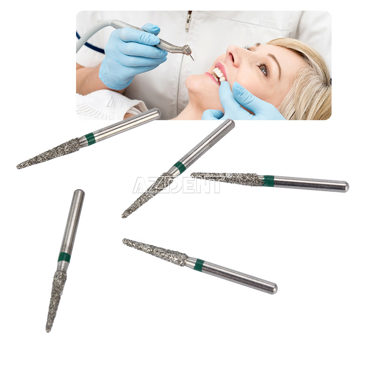 50X (250pcs) AZDENT Dental FG Diamond Burs for High Speed Handpiece