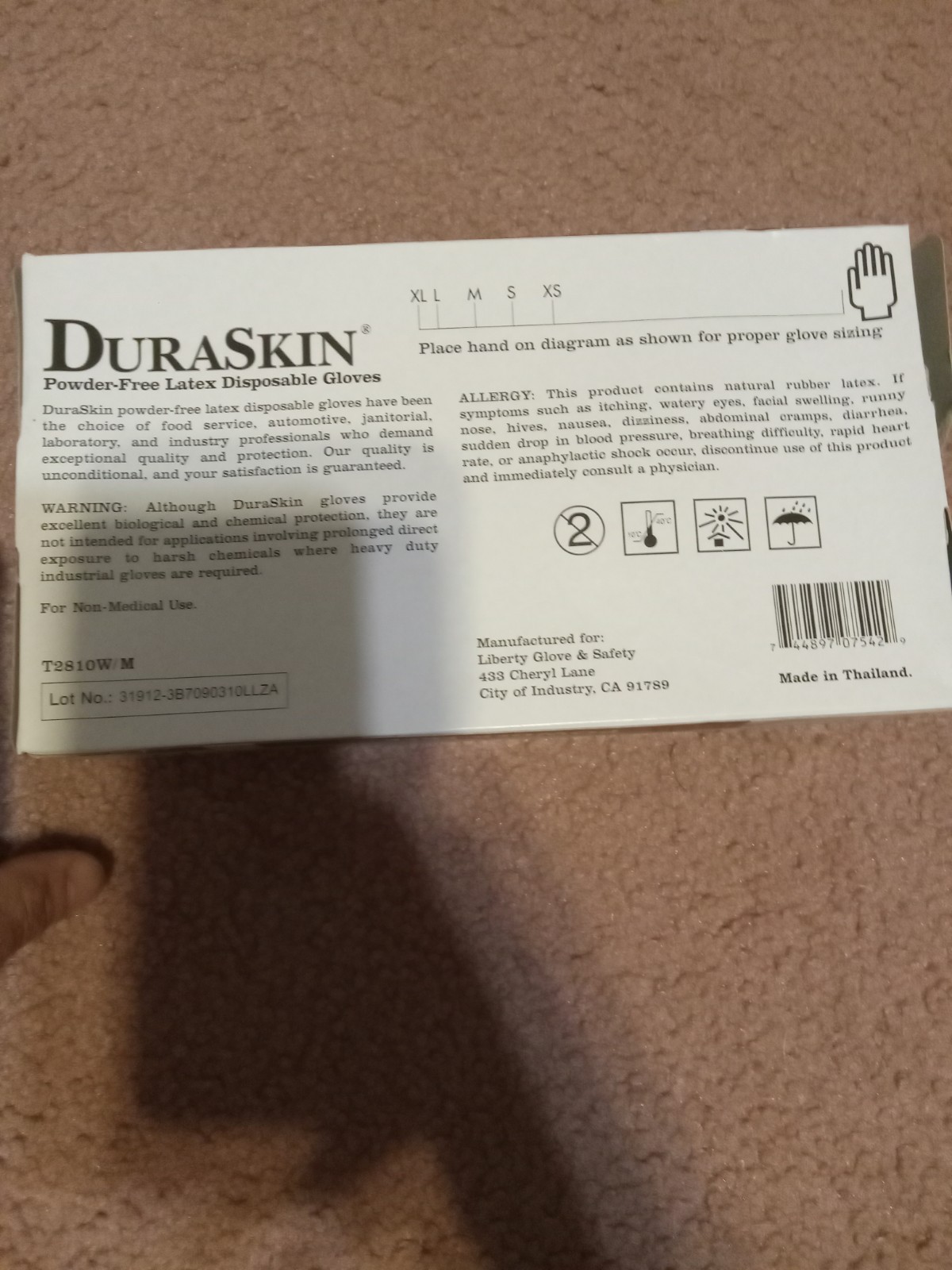 Liberty Glove Duraskin T2810W /M Latex Disposable Powder Free Gloves-New In Box
