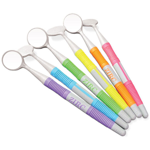 ZIRC Crystal HD Mouth Mirror – #5 with Soft Grip, Vibrant Assorted Colors 12/Pk
